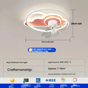Lámpara <span class=keywords><strong>de</strong></span> Techo Moderna con Ventilador LED, Control Remoto, Regulable, Protección Ocular, Alto CRI 97, Motor <span class=keywords><strong>de</strong></span> CA <span class=keywords><strong>de</strong></span> 6 Velocidades, Funcionamiento Silencioso - Product Image 6