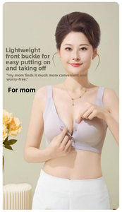 Soutien-gorge de grossesse et d'allaitement sans armatures pour femme, à fermeture <span class=keywords><strong>avant</strong></span>, bonnet 3/4, anti-affaissement, bretelles réglables, coussinets amovibles - Product Image 4