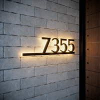 Plaque d'adresse LED rétroéclairée en métal, étanche IP65, personnalisée, moderne, pour portes, bars, hôpitaux, usage commercial, décoration solaire