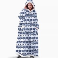 Couverture portable à capuche en polaire berbère de polyester, à manches longues, coupe ample et extra large, pour cadeau de festival des flocons de neige, vente en gros