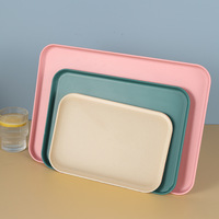 Plateau de service durable et écologique en paille de blé et plastique PP non toxique, grande taille 9/12/15 pouces, pour la restauration et l'hôtellerie, vente en gros usine
