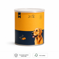 Emballage en tube de papier kraft recyclable personnalisé, conteneur cylindrique hermétique de qualité alimentaire avec couvercle facile à décoller pour les friandises pour animaux de compagnie