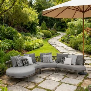 أثاث حدائق بإطار من الألومنيوم مع نسيج حبال، طقم أريكة للشرفة، أريكة فاخرة للباحة، أريكة خارجية منحنية - Product Image 3