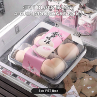 BOHE BHCB-QH152 Mini boîte pliable transparente en PET pour pâtisseries et gâteaux, avec fourchette jetable, logo personnalisé, épaisseur adaptée, pour exposition alimentaire