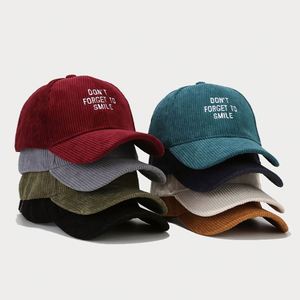 Nouvelle casquette de baseball en velours côtelé pour femme, style coréen, avec broderie de lettres, visière de voyage printanière, casquette snapback personnalisée - Product Image 1