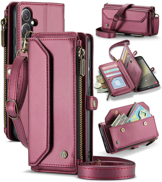 All in One Wallet Phone Case for Samsung S24 Ultra TPU Leather Flip Phone Stand Holder Back Cover Case for Samsung A55 S23 FE