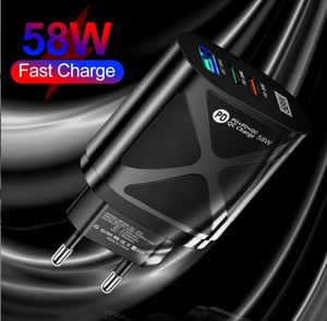 หัวชาร์จแบบพกพา 58W USB+2PD QC3.0 มาตรฐานยุโรป อเมริกา อังกฤษ ออสเตรเลีย ชาร์จเร็ว Type-C สำหรับแล็ปท็อป - Product Image 3