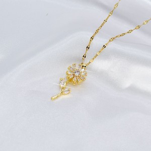 Gioielli da donna collana con ciondolo in zircone girasole girevole in acciaio al titanio Bling Bling Decompress collana con girasole lucido - Product Image 4