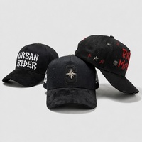 Casquette de baseball de luxe personnalisée avec broderie 3D gothique, style snapback, décor étoile métallique, effet vieilli, streetwear, vente en gros
