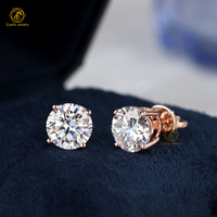 Prix de gros Certificat IGI Or 14K 18K Diamants de laboratoire CVD HPHT 0.5CT 1CT 2CT Clous d'oreilles à visser