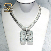Pendentif de chaîne Hip Hop pour rappeur, numéro personnalisé, en argent 925, entièrement serti de moissanite, modèle 82 pour homme