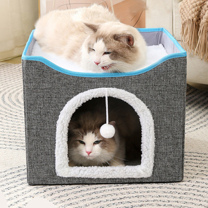 Nouveaux produits pour animaux de compagnie : niche douillette pour animaux de compagnie, maison confortable, double chenil pliable, tente pour chats, niche pour <span class=keywords><strong>chat</strong></span>, lit doux pour animaux de compagnie - Product Image 1
