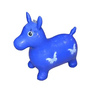 Mavi renkli atlama atı hazne şişme oyuncaklar çocuklar için müzik ile veya bebek ses.