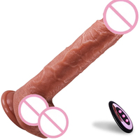 Dildo aus Silikonmaterial Realistischer Stoßender Vibrierender 9-Zoll Heizender Hautfarbener Dildo Vibrator für Frauen Dildos für Frauen