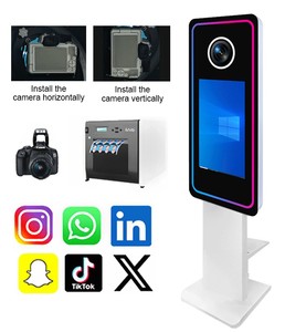 Photomaton miroir 21,5 pouces <span class=keywords><strong>en</strong></span> métal avec <span class=keywords><strong>imprimante</strong></span> instantanée, écran tactile, appareil photo reflex numérique et flash LED supérieur - Product Image 2