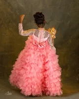 Robes de luxe personnalisées à manches longues pour enfants, idéales pour les mariages, les demoiselles d'honneur, les bals de promo et les séances photo