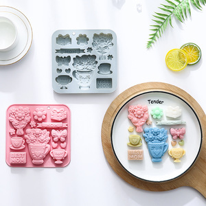 แม่พิมพ์เค้กซิลิโคนกันติดรูปช่อดอกไม้สำหรับเทศกาล เกรดอาหาร ใช้ซ้ำได้ แม่พิมพ์ซิลิโคนน่ารักแบบแม่เหล็กสำหรับทำช็อกโกแลต ลูกอม และน้ำแข็ง DIY - Product Image 3