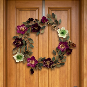 Corona Floral Metálica Hecha a Mano, Redonda, Rústica, Decorativa, con Flores, Sin Iluminación, Paquete Individual, Corona Artesanal de Alta Calidad - Product Image 5