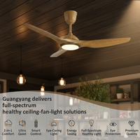 Ventilateur de plafond LED moderne de luxe de 20 pouces avec moteur DC, 6 vitesses, économie d'énergie, garantie de 10 ans pour villa