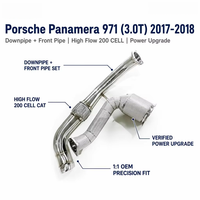Header Knalpot Downpipe High Flow 200CELL + Pipa Depan untuk Porsche Panamera 971 3.0T 2017-2018 Peningkatan Performa Dumppipe
