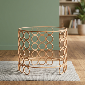 <b>Iron</b> Powder Coated Glass Top Luxury Antique Wire Coffee <b>Table</b> - Product Image 2