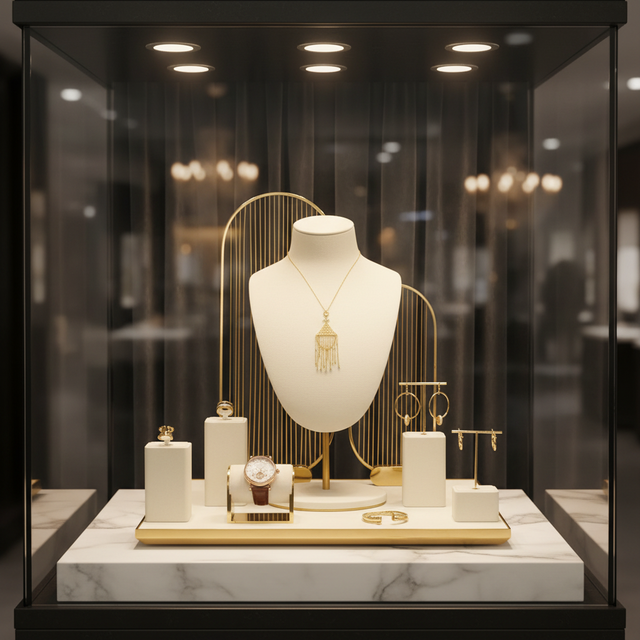 Luxury White Simple Jewelry Display Rack with Free Combination Counter