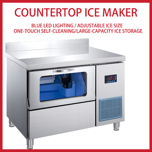 เครื่องทำน้ำแข็งอเนกประสงค์แบบตั้งโต๊ะสำหรับร้านค้า พร้อมไฟบลูไลท์ฆ่าเชื้อและระบบทำความสะอาดอัตโนมัติแบบสัมผัสเดียว เหมาะสำหรับร้านอาหารขนาดเล็กและร้านชานม - Product Image 2