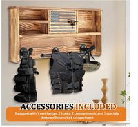 Support mural en bois sur mesure pour équipement tactique, avec drapeau américain, pour gilet porte-plaques, accessoires et organisateur de matériel de sécurité