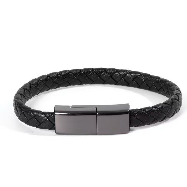 PU Leather Fast Charging Type C USB Cable Charger Bracelet Portable Bracelet Cable De Telephones
