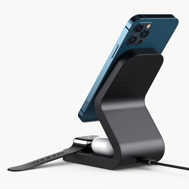 3-in-1 Charging Station For Multiple Devices 15W Universal Fast Charging Magnetic Wireless Charger for Watch & Headphones