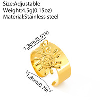 Bague ouverte unisexe personnalisée en acier inoxydable électroplaqué, design créatif visage de soleil amusant, pour Halloween, décoration de doigt