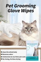 Gants de nettoyage pour animaux de compagnie, lingettes jetables sans rinçage, lavage SPA pour chiens, chats, bouche, corps, pattes, toilettage, lot de 6