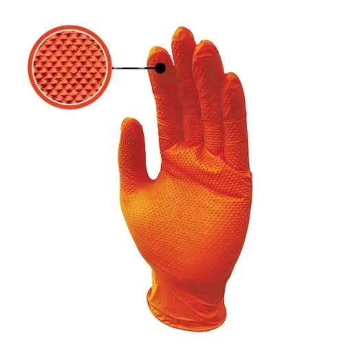 Guanti in Nitrile da 8 Mil guanti in Nitrile usa e getta colori guanti in Nitrile industriali resistenti arancioni all'ingrosso