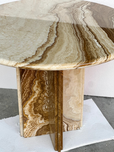 Mesa auxiliar redonda de ónix para sala de estar de piedra natural, juego de mesas laterales circulares de mármol, mesas centrales con pedestal superior único de mármol - Product Image 5