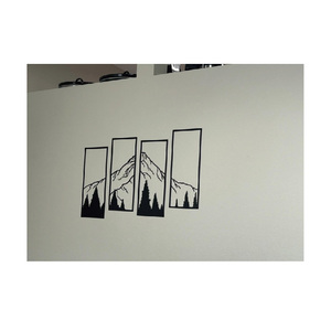 4 pièces d'art <span class=keywords><strong>mural</strong></span> en métal représentant un coucher de soleil, des montagnes et une forêt, décoration intérieure - Product Image 3