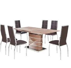 Penjualan Laris Furnitur Ruang Makan Set Meja Makan Warna Kayu MDF Desain Modern untuk Dijual