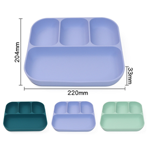 Assiette à ventouse en silicone de qualité alimentaire sans BPA, design divisé, antidérapante, vaisselle pour tout-petits et enfants - Product Image 2