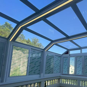 Solárium de Diseño Moderno, Retráctil, Prefabricado, de Aluminio y Vidrio, con Techo Inclinado para Villa - Product Image 2
