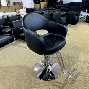 Fauteuil de Barbier Hydraulique Noir en Gros, Chaise de Coiffure Réglable pour Salon, Mobilier Commercial de Salon avec Base Ronde - Product Image 5