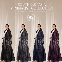 Abaya noire OEM semi-transparente avec motif floral doré, manches longues, pour femmes musulmanes, taille personnalisée