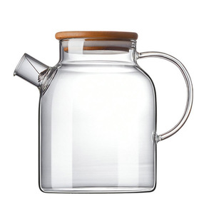 Jarra de vidrio para agua fría con tapa de madera, tetera de gran capacidad para té de frutas, té de flores, jarra transparente de borosilicato. - Product Image 5