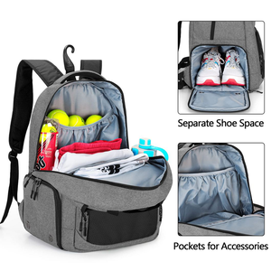 Bolsa de Tenis, Mochila de Tenis Unisex, Deportiva y Portátil, con Capacidad para 2 Raquetas, Compartimento Separado para Zapatos, Ligera y Resistente - Product Image 3