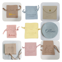 Pochette cadeau en daim microfibre de luxe en vrac avec texture logo imprimé personnalisé pour l'affichage de bijoux