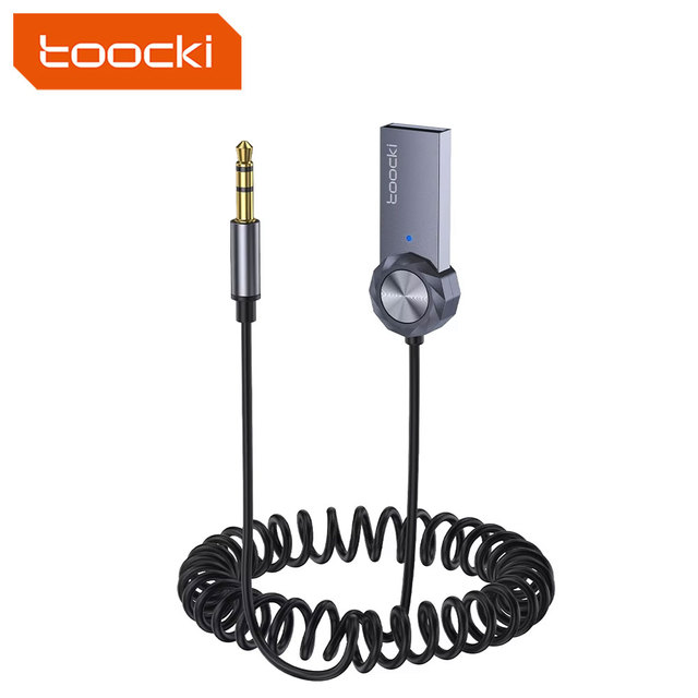 Toocki Wireless Hi-Fi Stereo Car Bluetooth Aluminum Alloy + TPU 5.1 Module Aux Audio Usb to Aux Port Bluetooth for Car