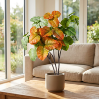 Feuille de Ficus Elastica Artificielle Imprimée en 3D, Finition Stratifiée, Forme de Cœur, Style Nordique Pastoral, pour Murs Végétaux Floraux