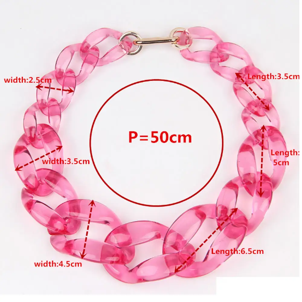 fashion women clear acetic acid clear acrylic statement chunky chain link choker necklace resin jewelry