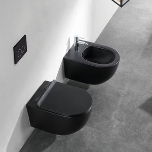 <span class=keywords><strong>WC</strong></span> <span class=keywords><strong>suspendu</strong></span> sans bride, réservoir encastré, finition noir mat, pour l'Europe - Product Image 4