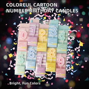 Bougies d'<span class=keywords><strong>anniversaire</strong></span> couleur macaron, bougies numériques 0-9, couleur cartoon, fête d'enfants, Pâques, Nouvel <span class=keywords><strong>An</strong></span>, Diwali, sans parfum, sans flamme - Product Image 2