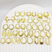 Pendientes de Aro Geométricos de Acero Inoxidable al por Mayor, Pendientes de Aro Minimalistas Modernos Chapados en Oro de 18K, Joyería de Lujo para Mujer