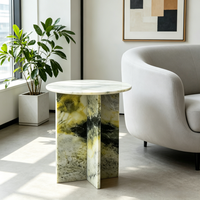 Table d'appoint moderne en marbre de style minimaliste italien, table basse ronde en pierre massif pour canapé, mobilier de luxe en pierre naturelle sur mesure pour la maison